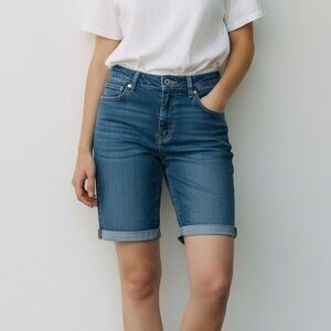 Loft 6 Denim Bicycle Shorts Cuffed Hem P3
